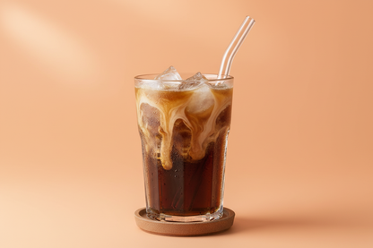 "dirty soda" on pastel orange background